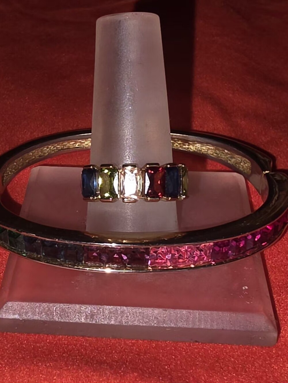 City Luxe Gold Tone Multi-Color Crystal & Cubic Zirconia Ring&Bangle!
